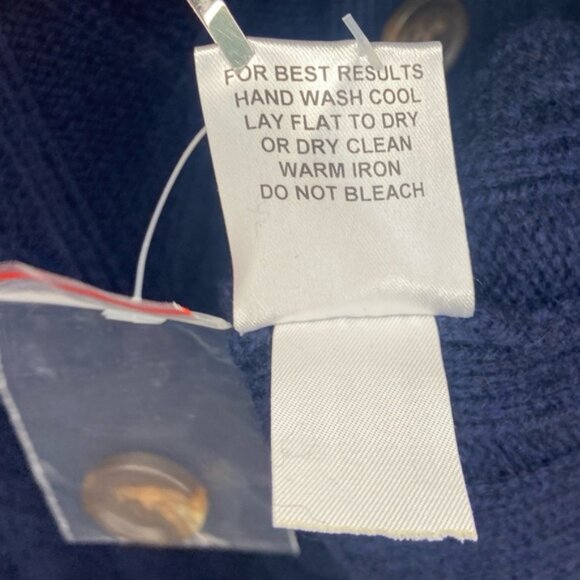 Peter Millar Fisherman’s Cable Shawl Collar CardiganNavy Cashmere Wool Yak Sz L - Picture 7 of 11